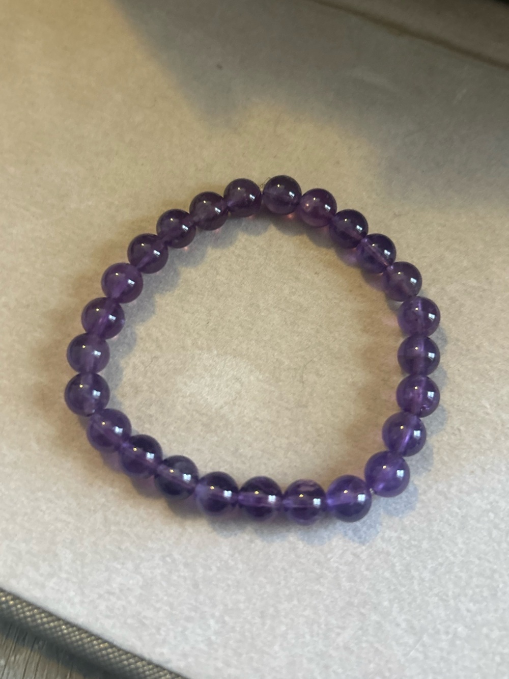 Amethyst Crystal Beaded Stretch Bracelet - Handmade